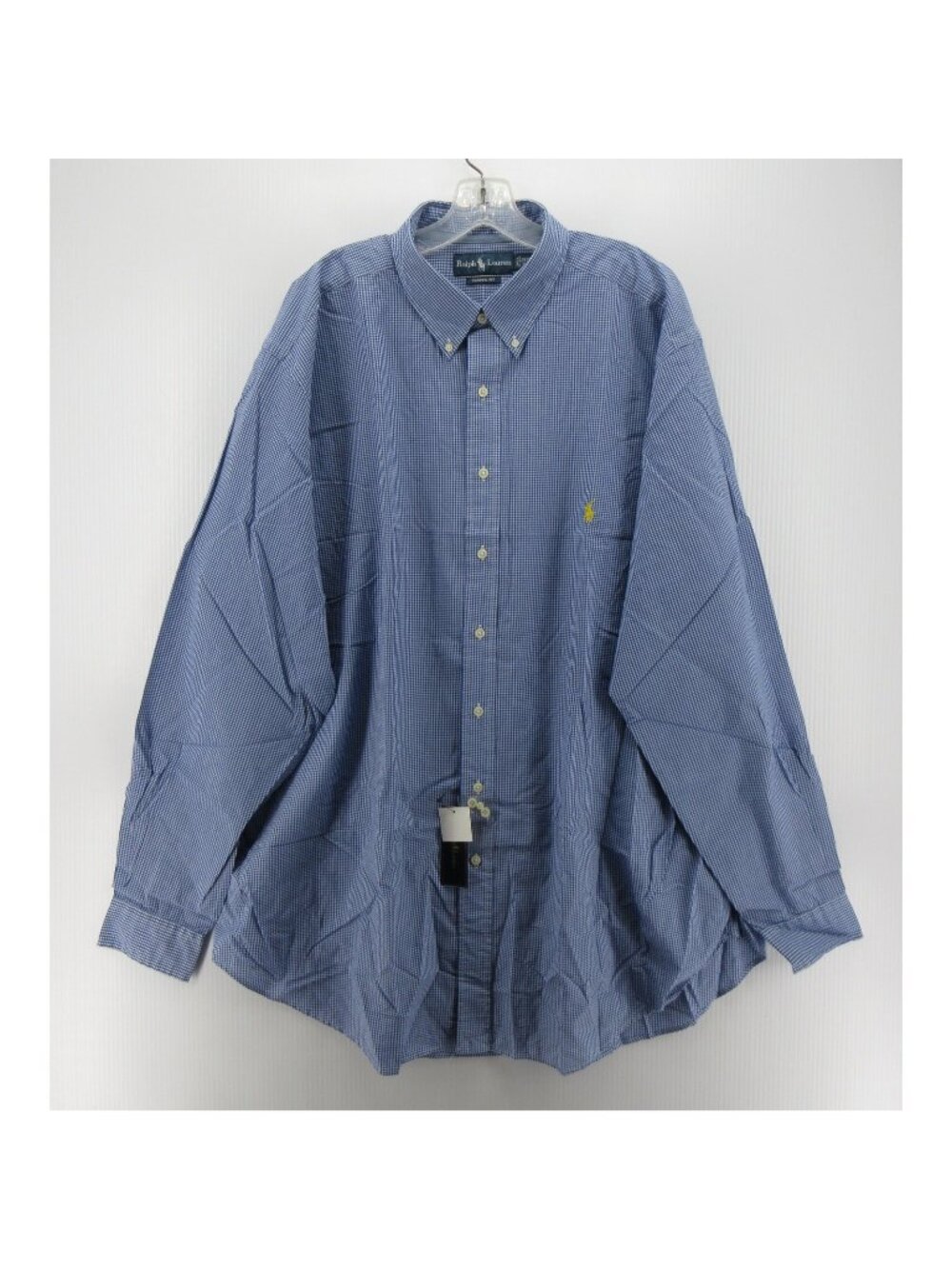 Ralph Lauren Shirt XXL Tall Gingham Plaid Classic Fit Yellow Pony Logo